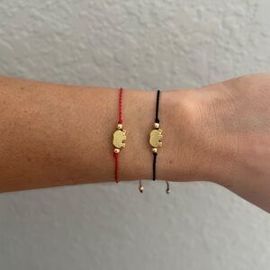 Gold Elephant Charm Bracelets - Red or Black Cords